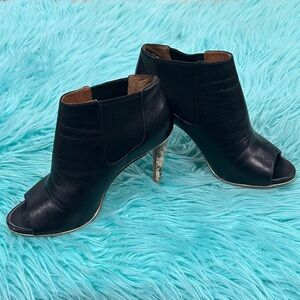 Coach Black Leather Peep-Toe Ankle Booties